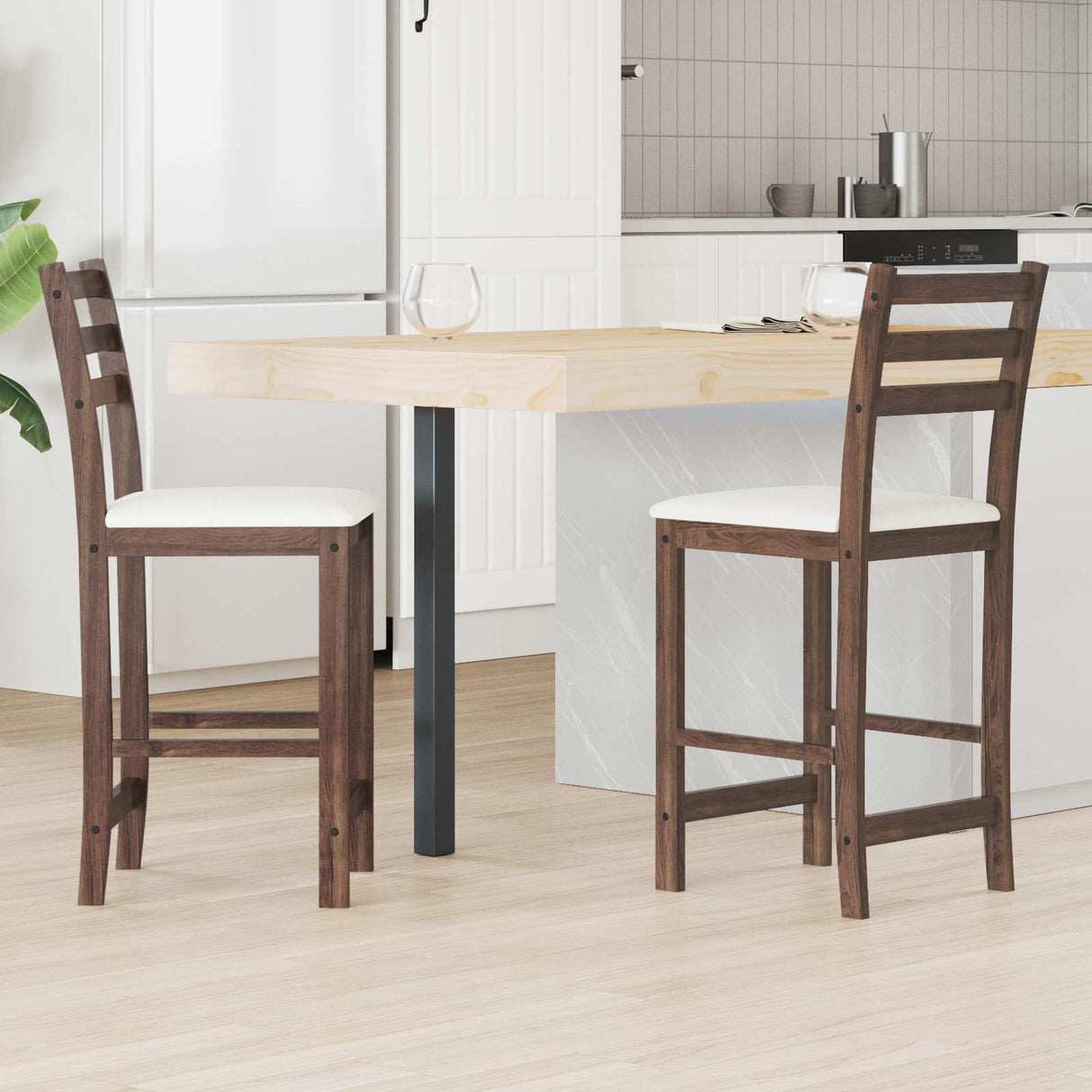 vidaXL Eetstoelen 2 pcs Lichtbruin 40 x 47,5 x 99,5 cm
