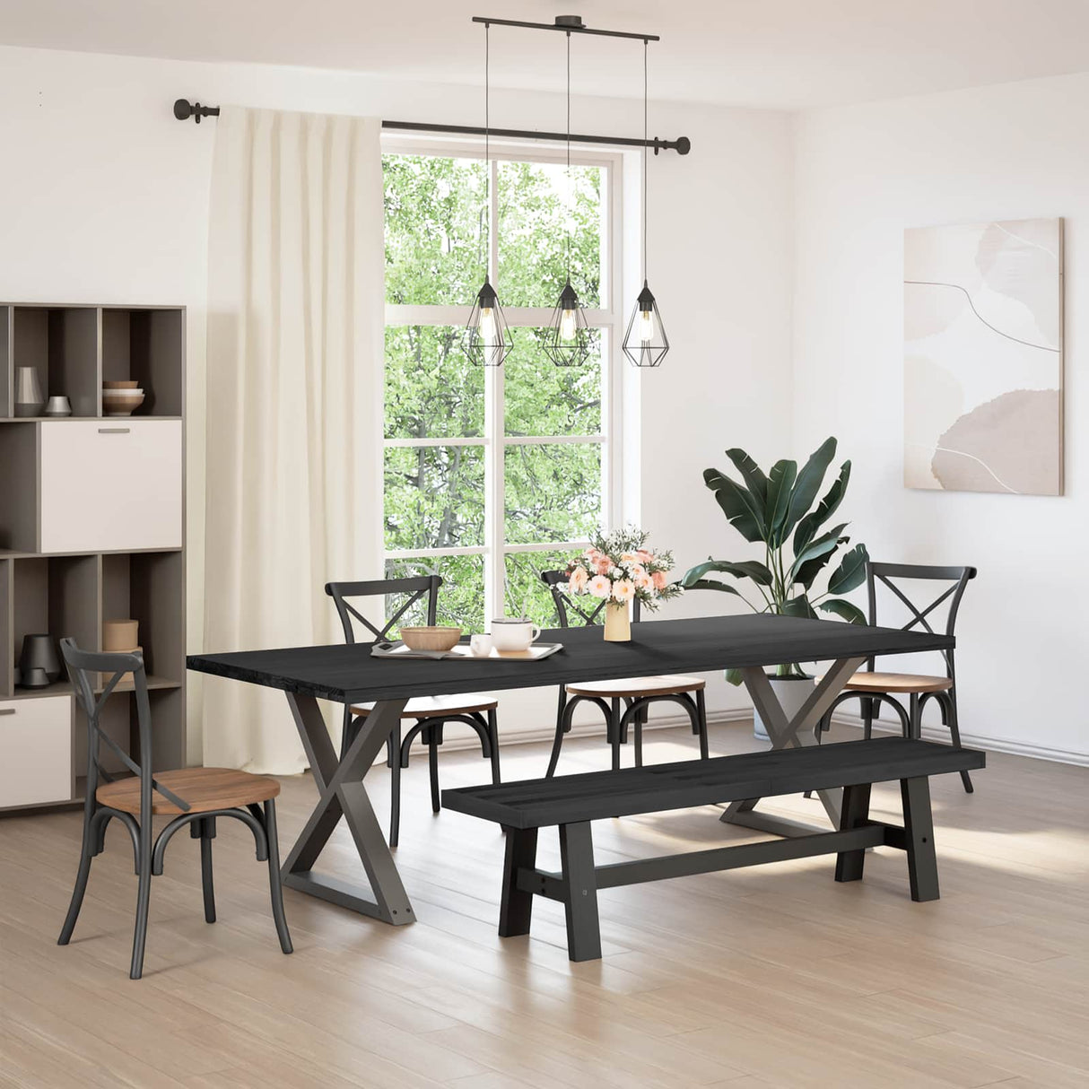vidaXL Eetbank NOAIN A-vormige poten 180x40x45 cm massief hout