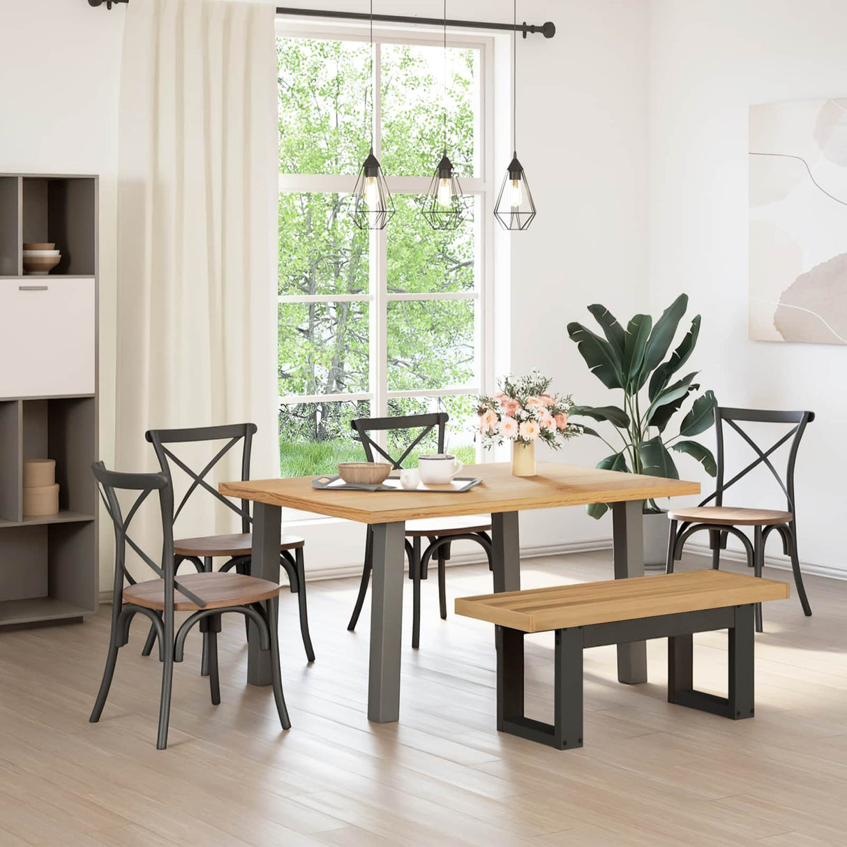 vidaXL Eetbank NOAIN A-vormige poten 180x40x45 cm massief hout