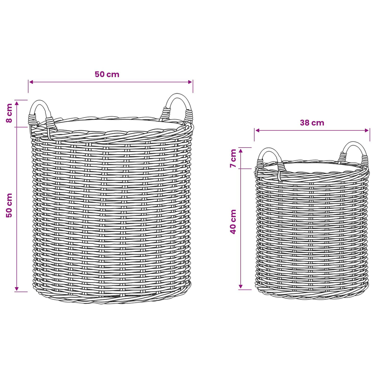 vidaXL Plantmand met opslag 2 pcs Grijs Lacak Riet
