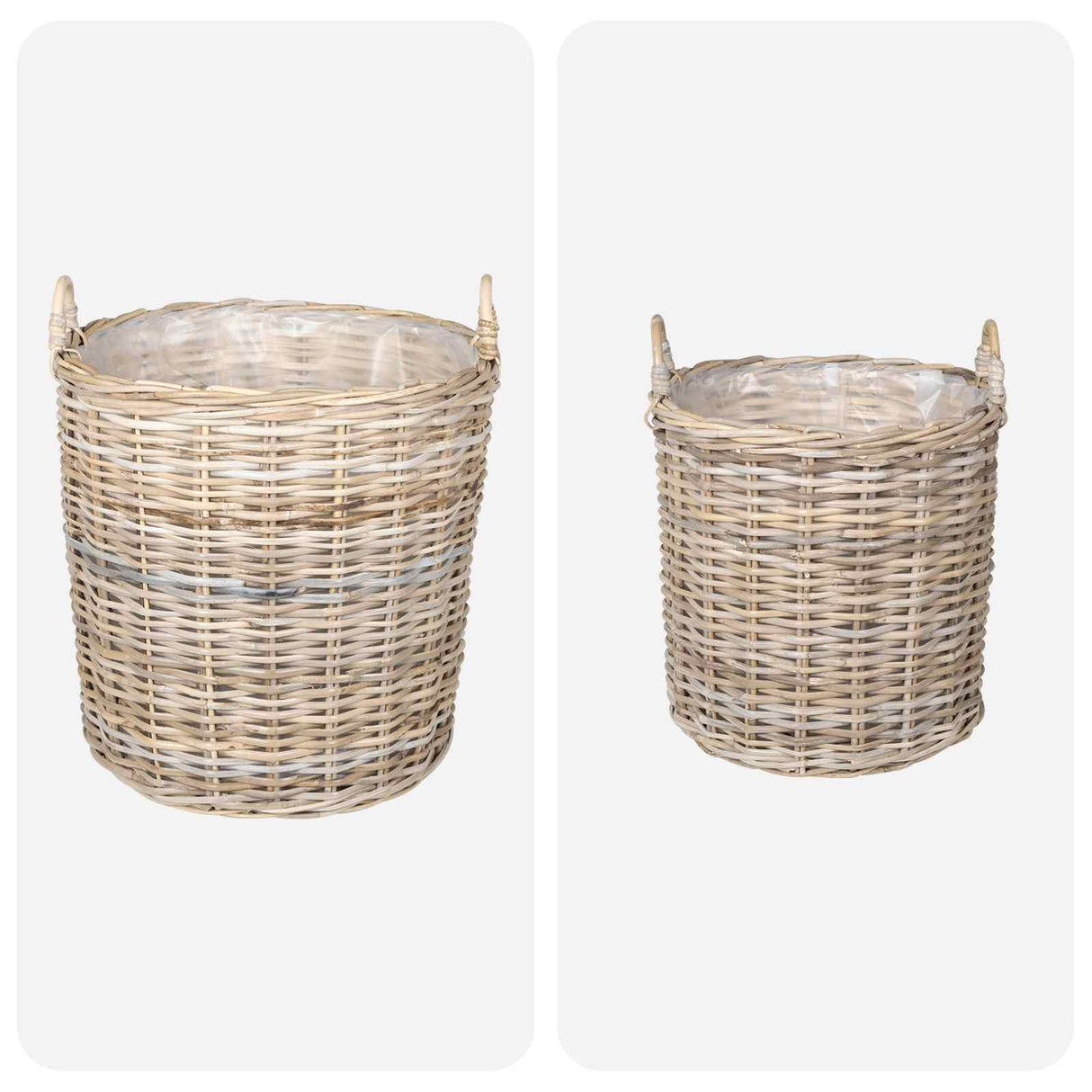 vidaXL Plantmand met opslag 2 pcs Grijs Lacak Riet