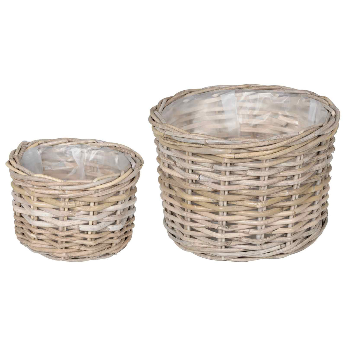 vidaXL Plant Basket with Storage 2 pcs Grey Kubu Rattan