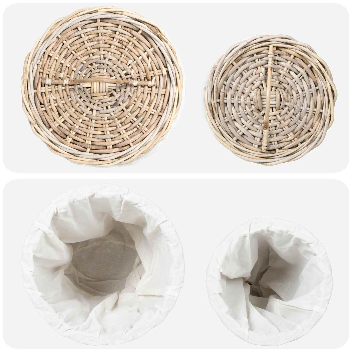vidaXL Laundry Basket with Lid 2 pcs Kubu Grey Kubu Rattan