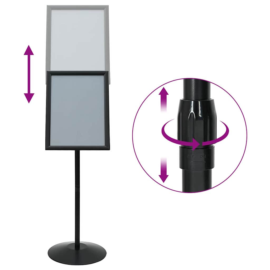 vidaXL Pedestal Poster Stand Silver A3 PVC and Steel