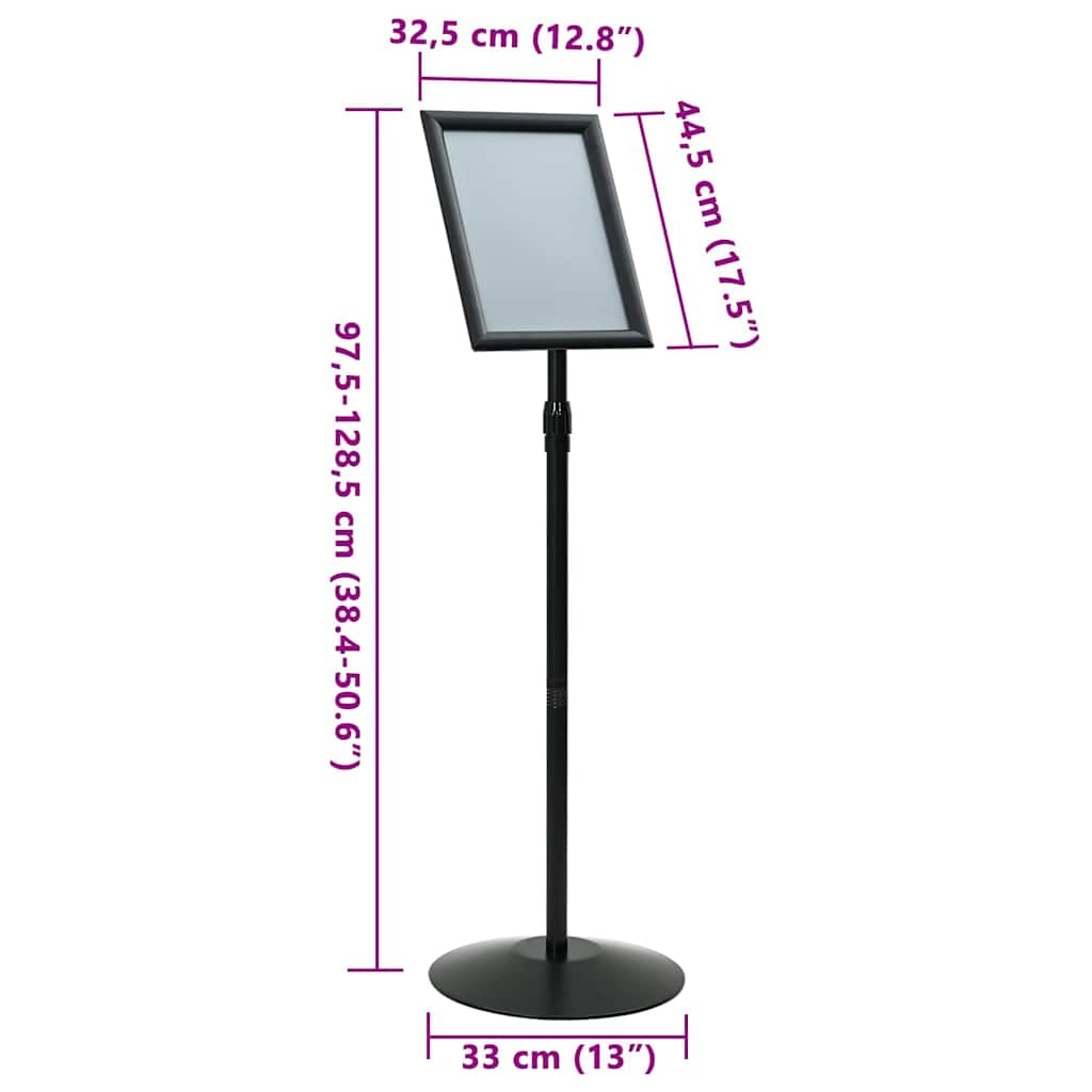 vidaXL Pedestal Poster Stand Silver A3 PVC and Steel