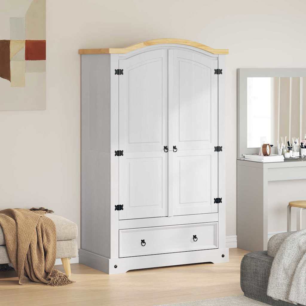 vidaXL Kledingkast Corona Wit 101 x 52 x 170 cm Massief grenenhout