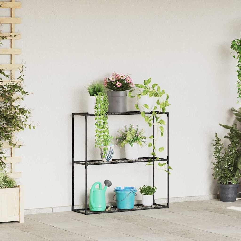 vidaXL 3-Tier Plant Stand Black 400 x 32 x 104 cm Steel