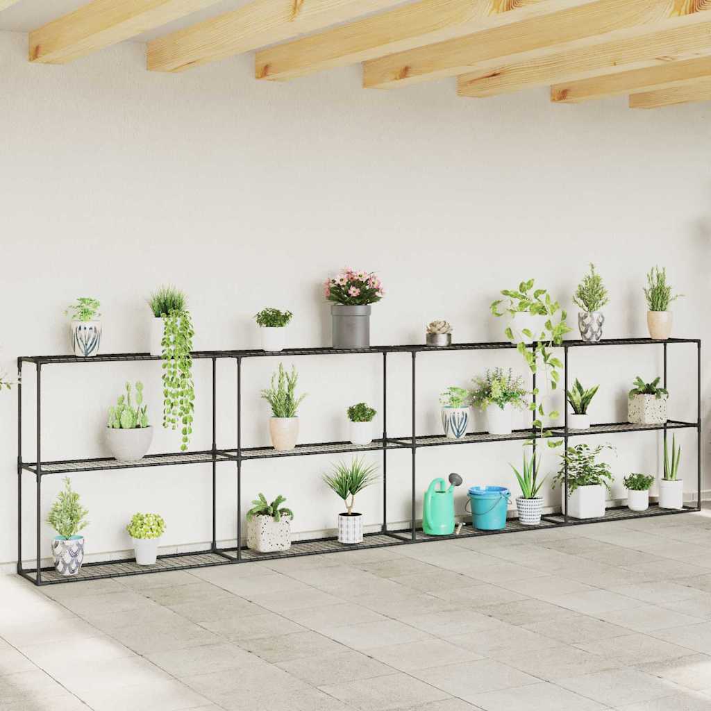 vidaXL 3-Tier Plant Stand Black 400 x 32 x 104 cm Steel