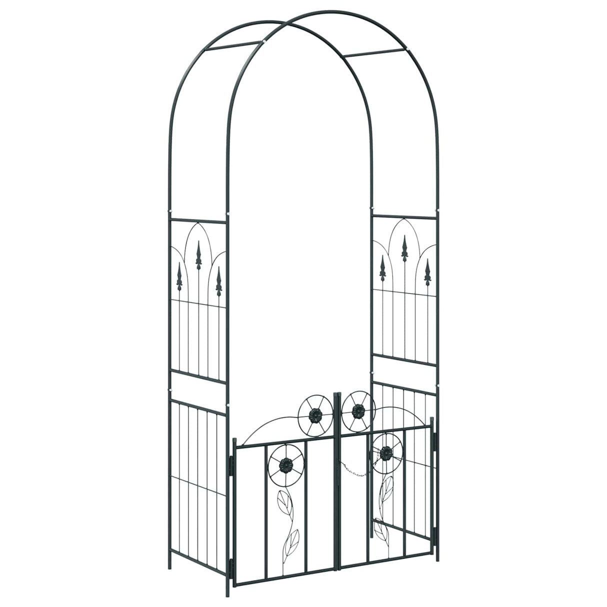 vidaXL Tuinboog met slot Zwart 102 x 50 x 218 cm