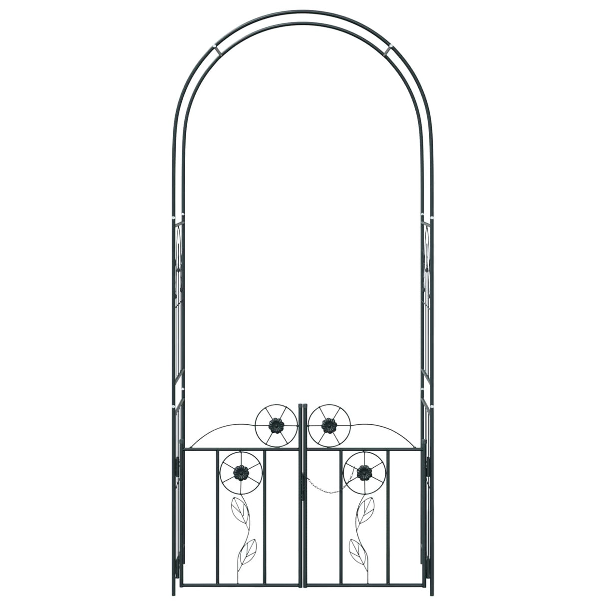 vidaXL Tuinboog met slot Zwart 102 x 50 x 218 cm
