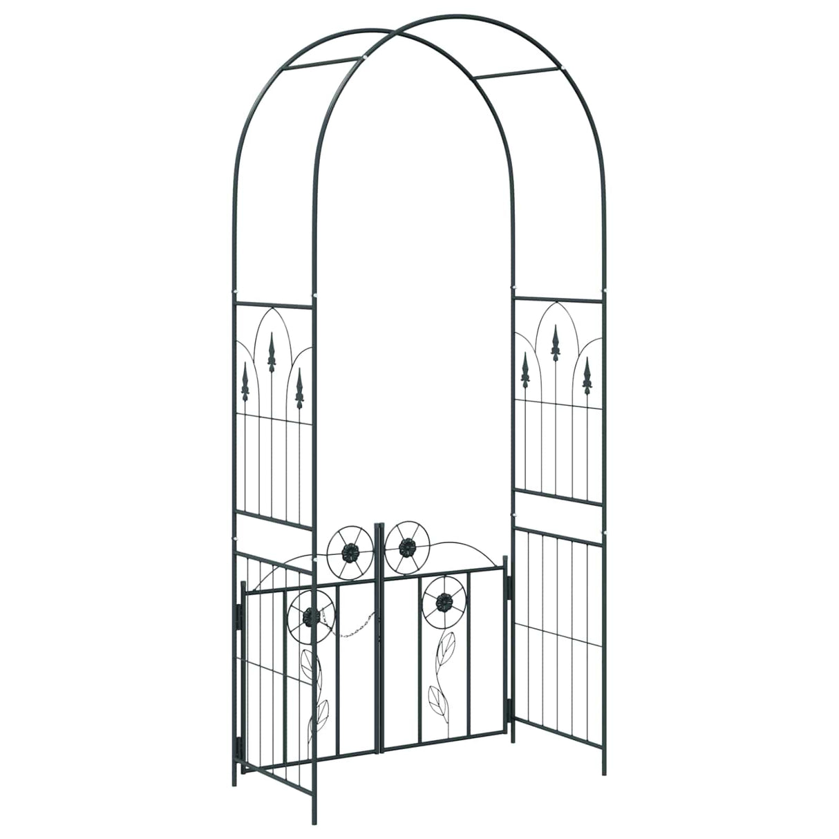 vidaXL Tuinboog met slot Zwart 102 x 50 x 218 cm