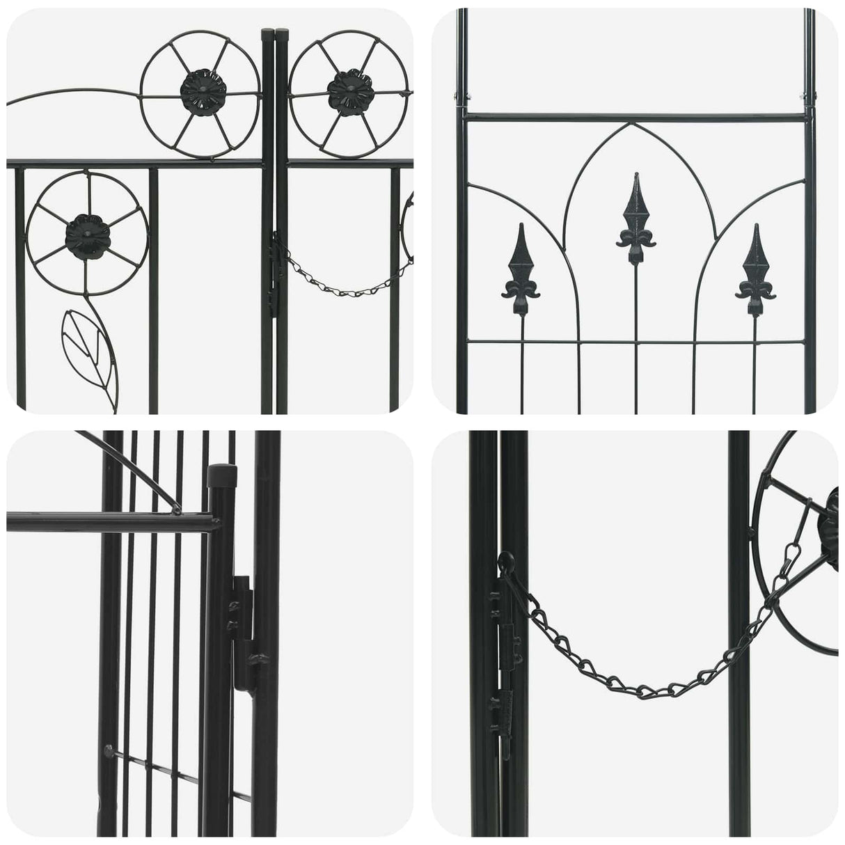 vidaXL Tuinboog met slot Zwart 102 x 50 x 218 cm