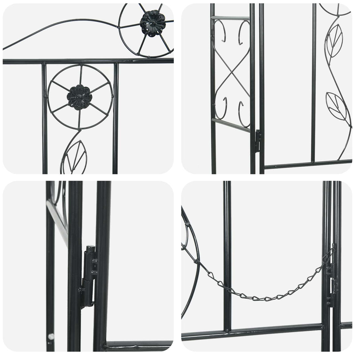 vidaXL Tuinboog Effen Zwart 115 x 37 x 226 cm
