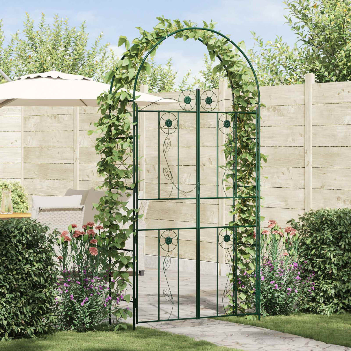 vidaXL Tuinboog Effen Zwart 115 x 37 x 226 cm