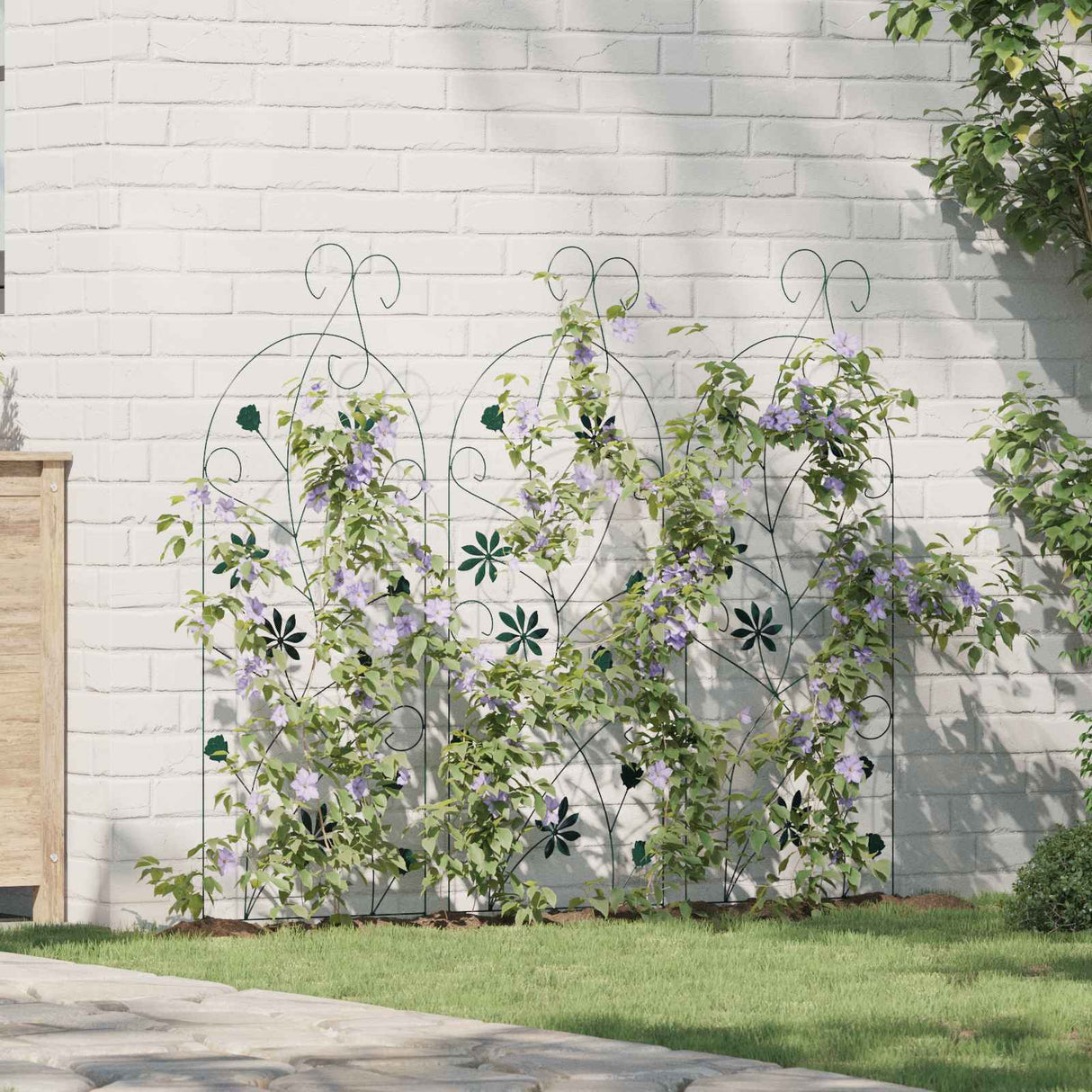 vidaXL Tuinhek met slot 3 pcs Zwart 112 x 39,5 cm Staal