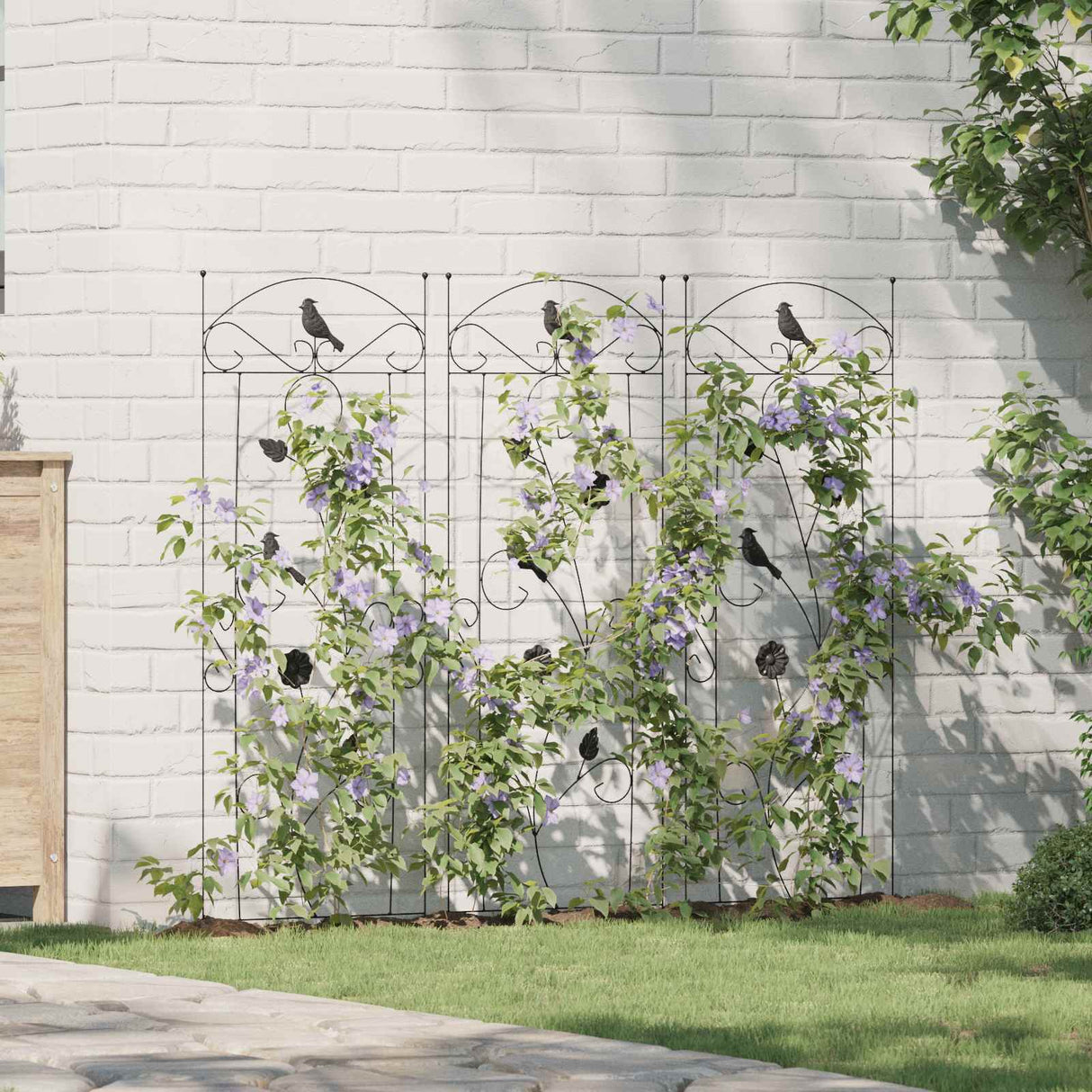vidaXL Tuinhek met slot 3 pcs Zwart 112 x 39,5 cm Staal