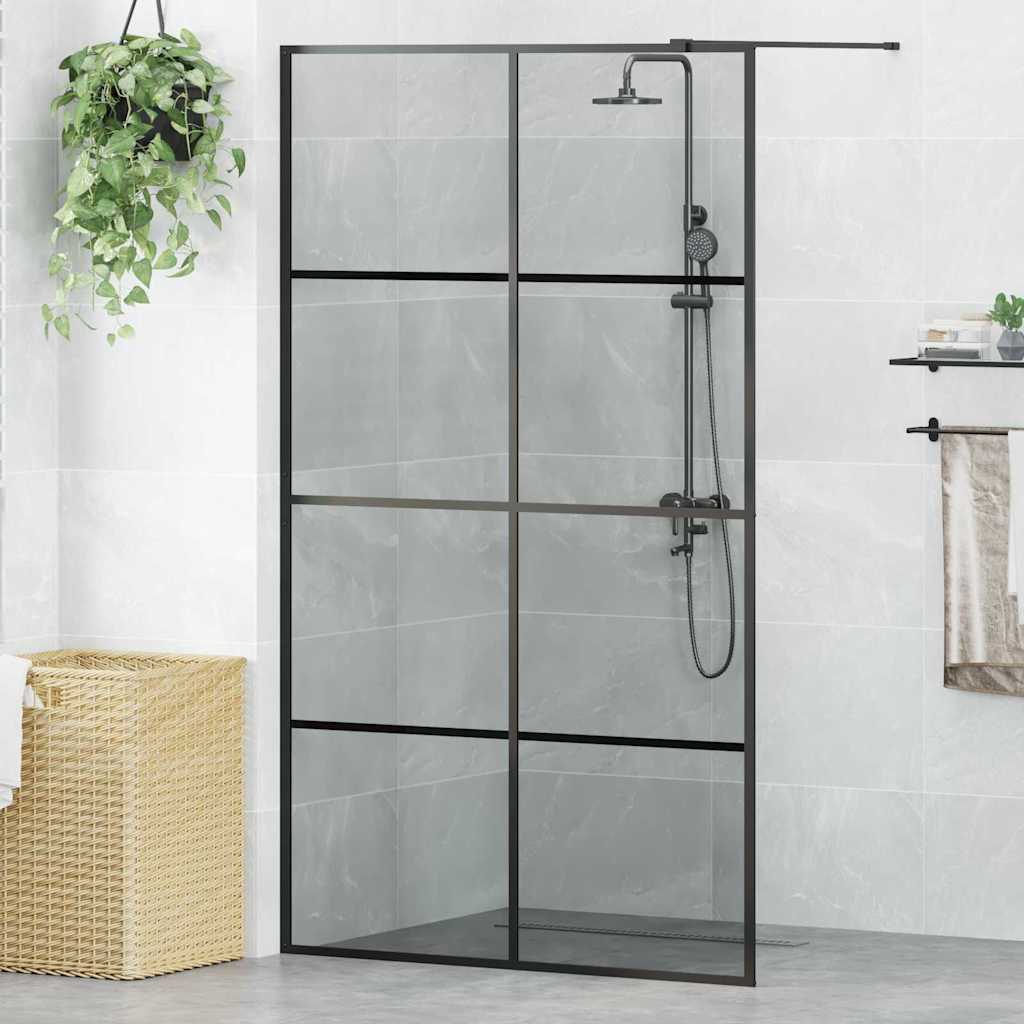 vidaXL Walk-in Shower Screen 80x195 cm ESG Safety Glass Transparent and Black
