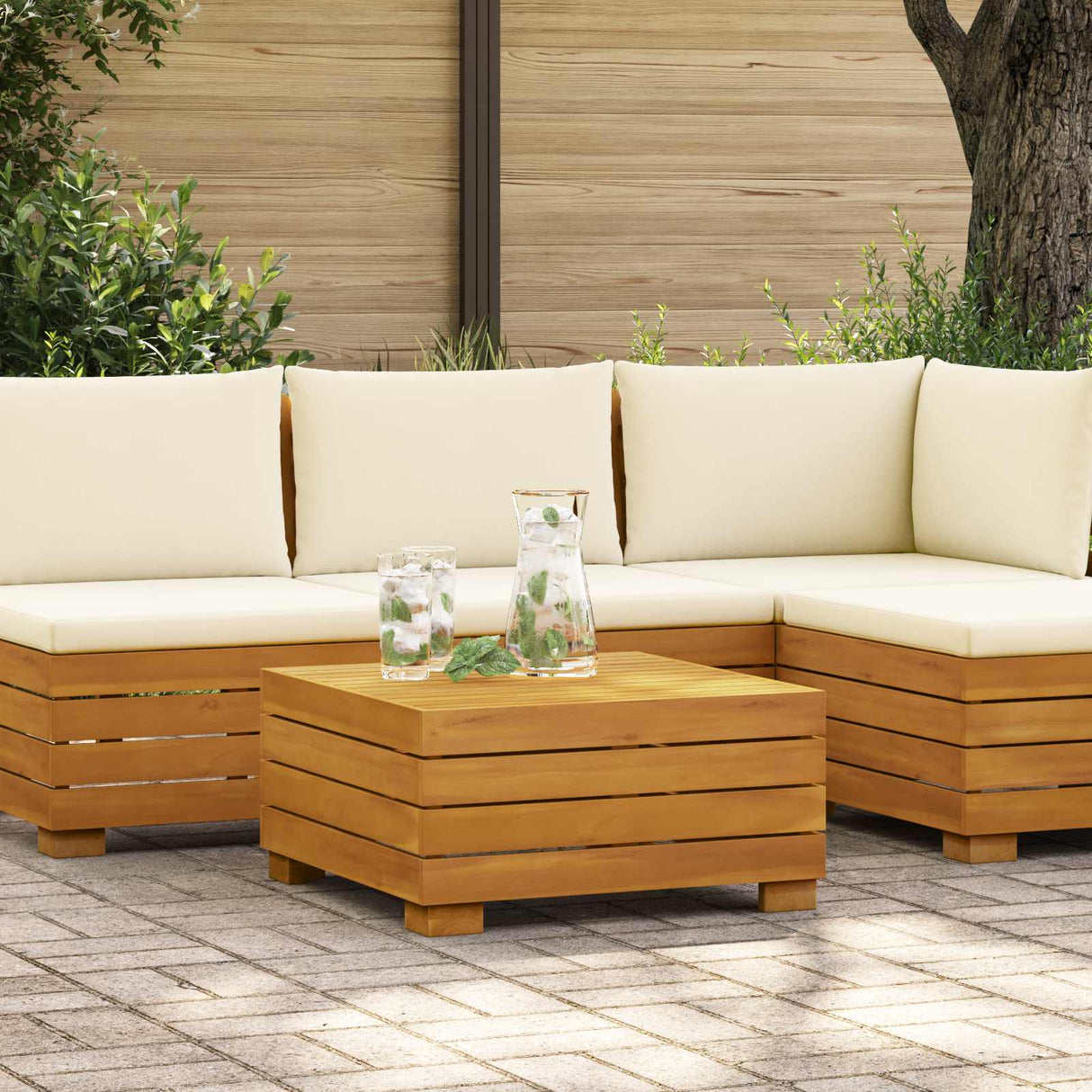 vidaXL Garden Side Table Solid Acacia Wood Brown 60 x 60 x 30 cm