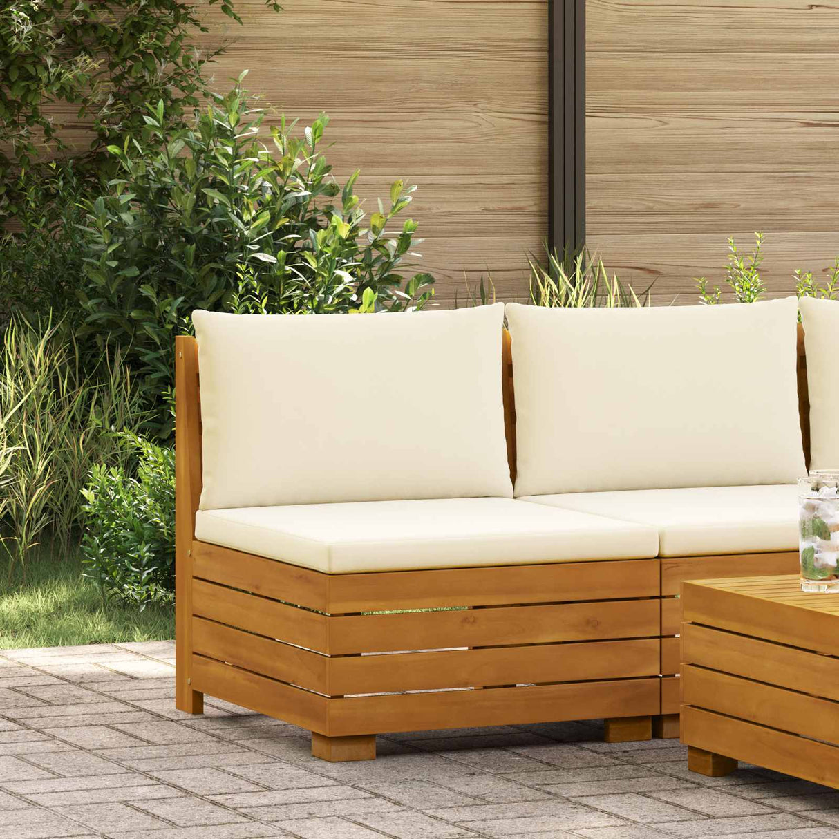 vidaXL Garden Side Table Solid Acacia Wood Brown 60 x 60 x 30 cm