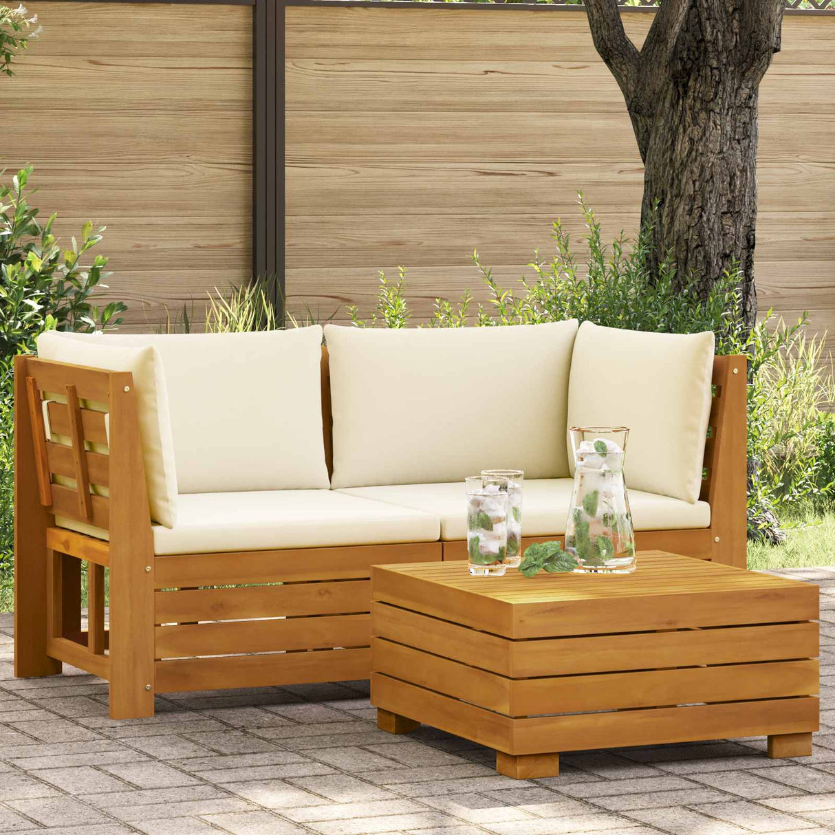 vidaXL Garden Side Table Solid Acacia Wood Brown 60 x 60 x 30 cm