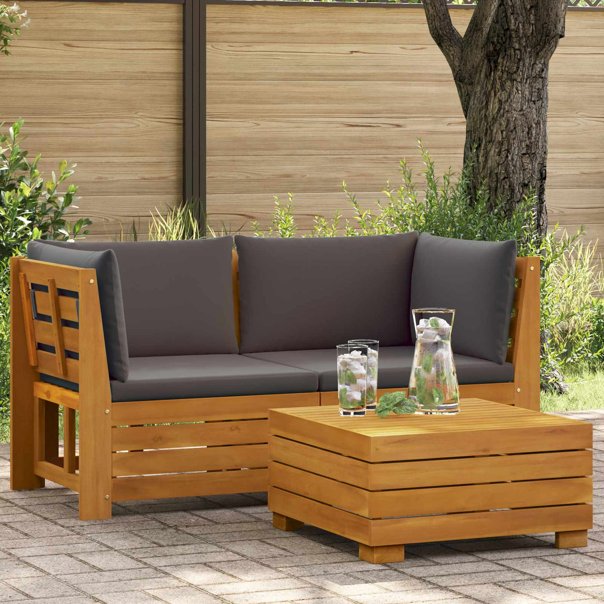 vidaXL Garden Side Table Solid Acacia Wood Brown 60 x 60 x 30 cm