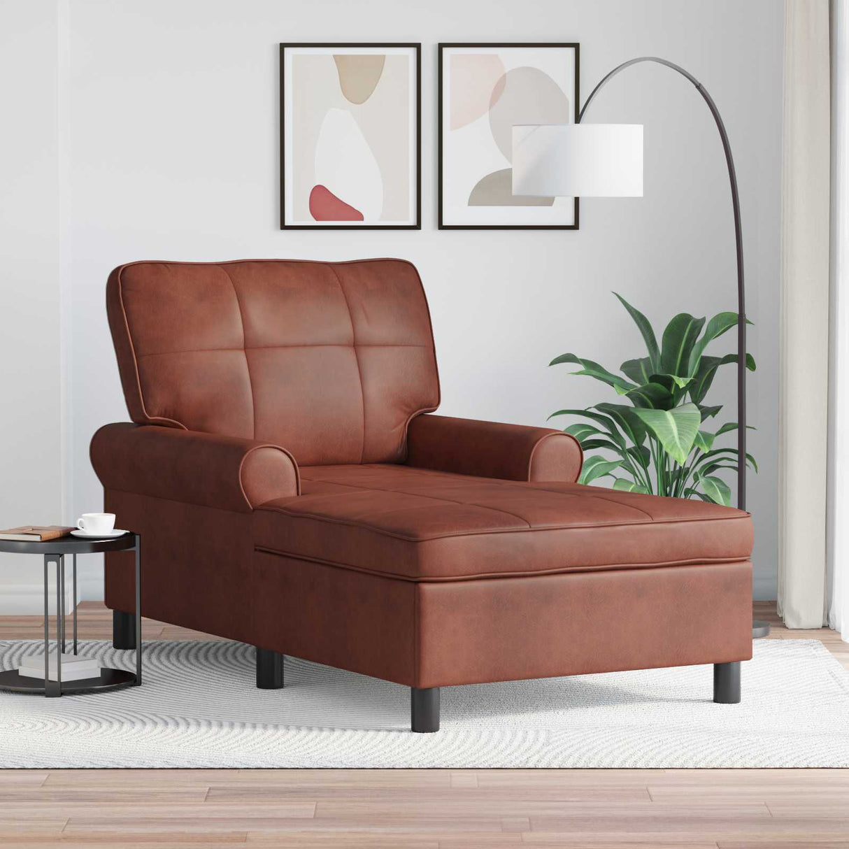 vidaXL Chaise Lounge met kussen Zwart 91 x 157 x 91 cm Kunstleer