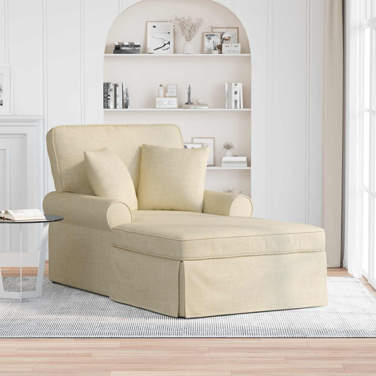 vidaXL Chaise Lounge with Skirt and Cushion 3 pcs Light Grey Fabric