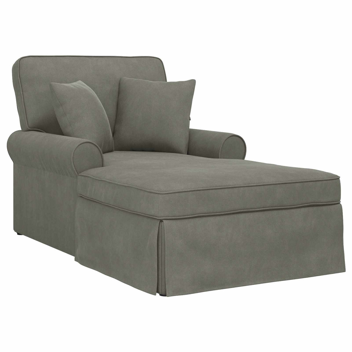vidaXL Chaise Lounge with Skirt with Cushion 3 pcs Light Grey Corduroy Fabric