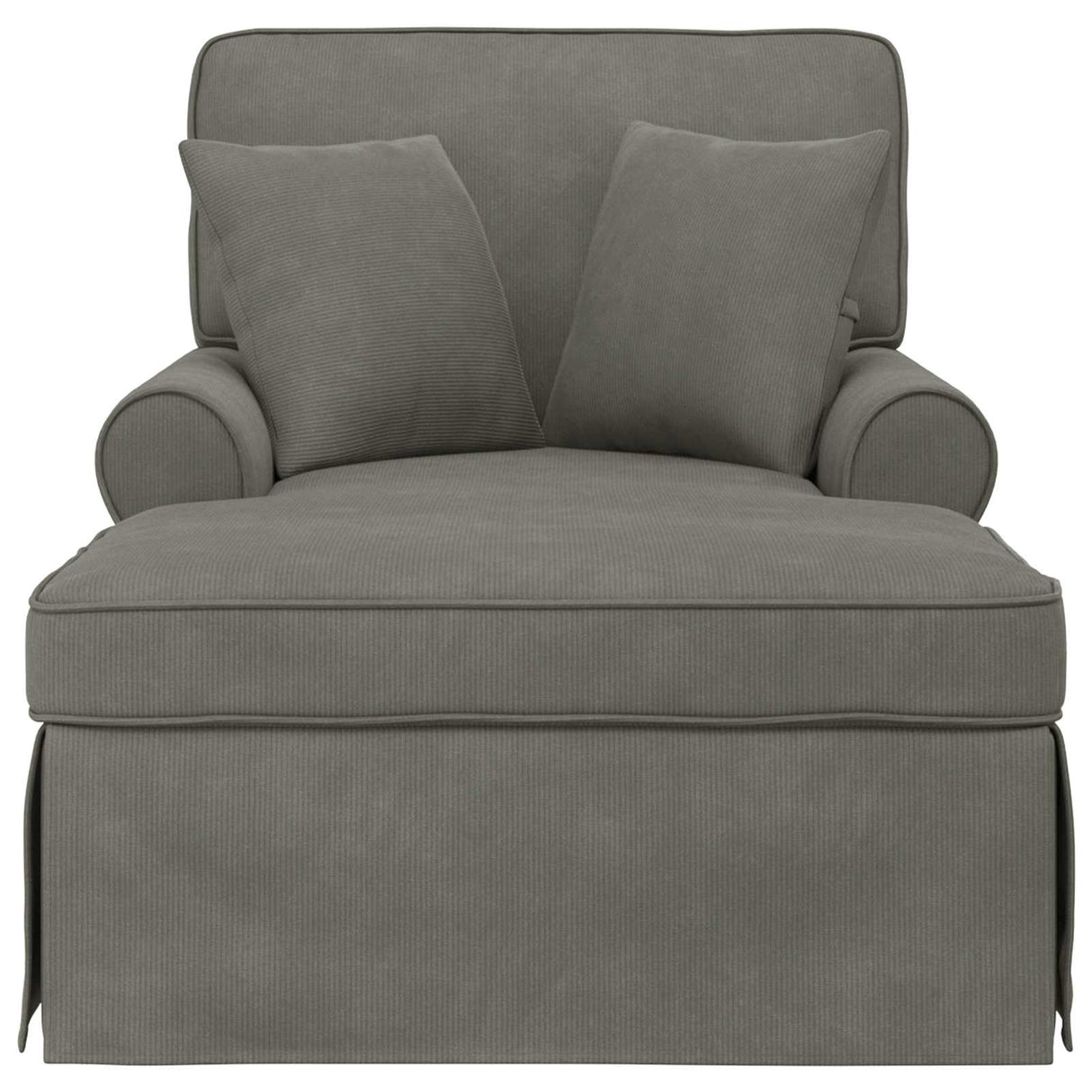 vidaXL Chaise Lounge with Skirt with Cushion 3 pcs Light Grey Corduroy Fabric