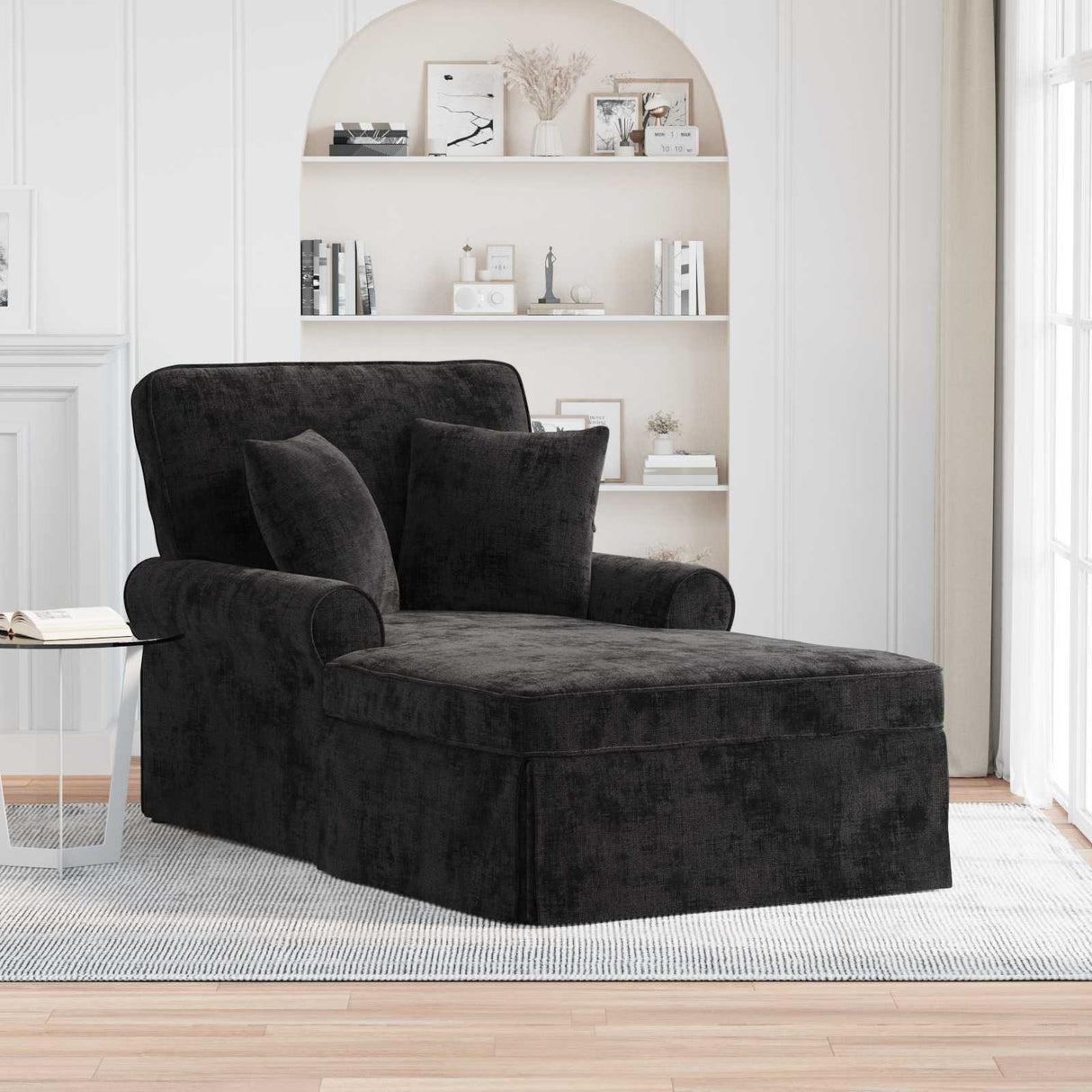 vidaXL Chaise Lounge met Rok Crèmekleurig 157 x 91 x 91 cm ARES
