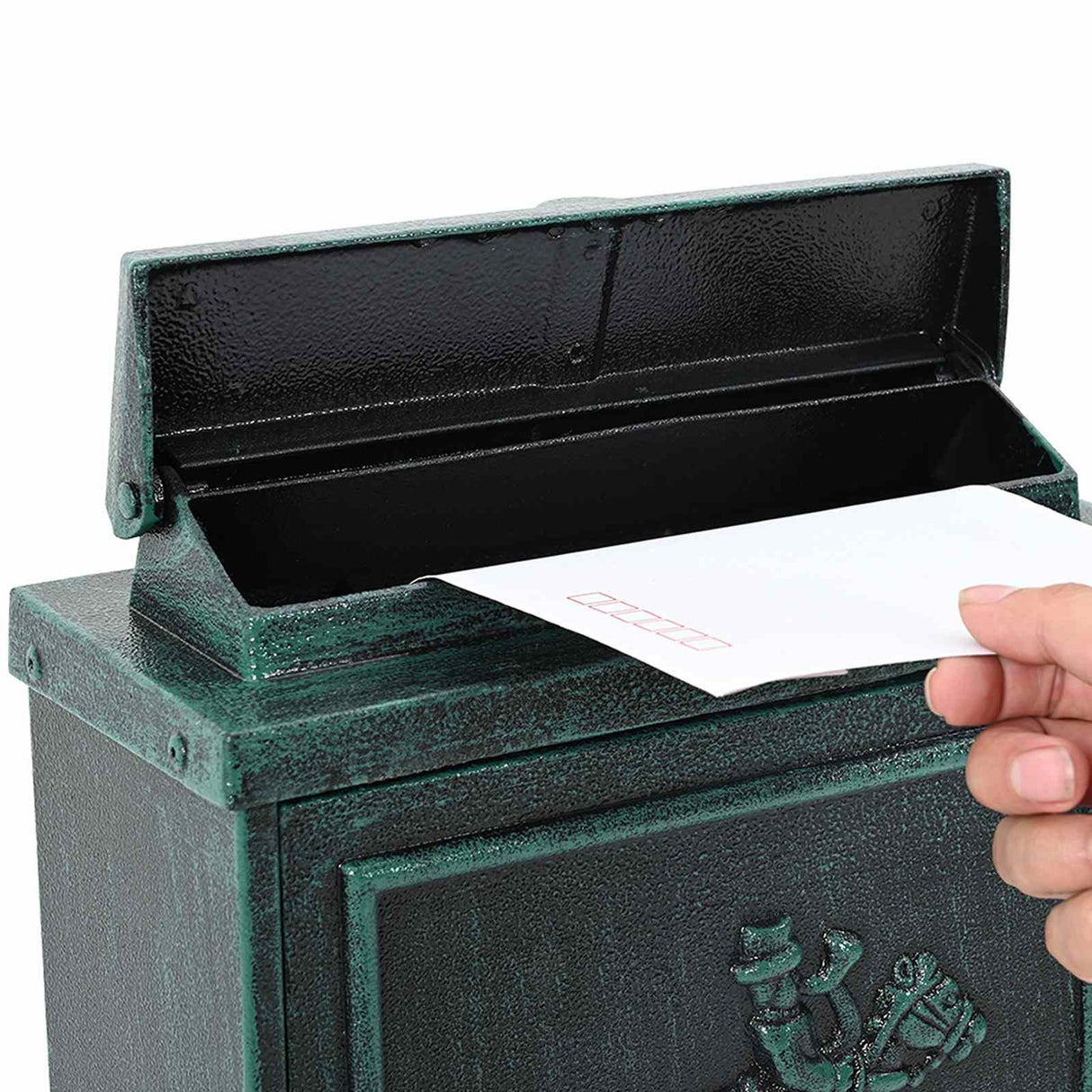 vidaXL Wandgemonteerde brievenbus met opslag Groen 29 x 13 x 41 cm
