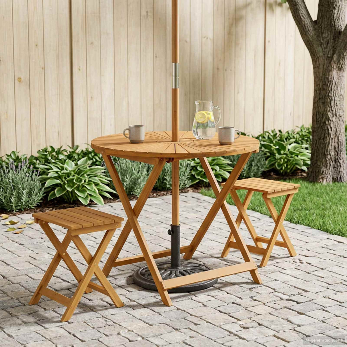 vidaXL Vouwtuin Tafel Naturel Ø60 x 75 cm Massief Acacia Hout