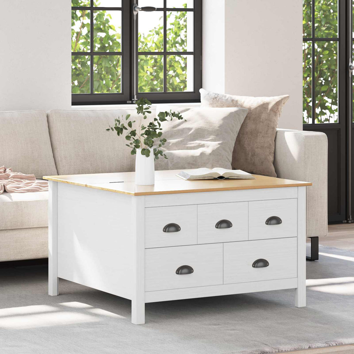 vidaXL Salontafel Honing bruin 79,5 x 79,5 x 49 cm Massief vurenhout