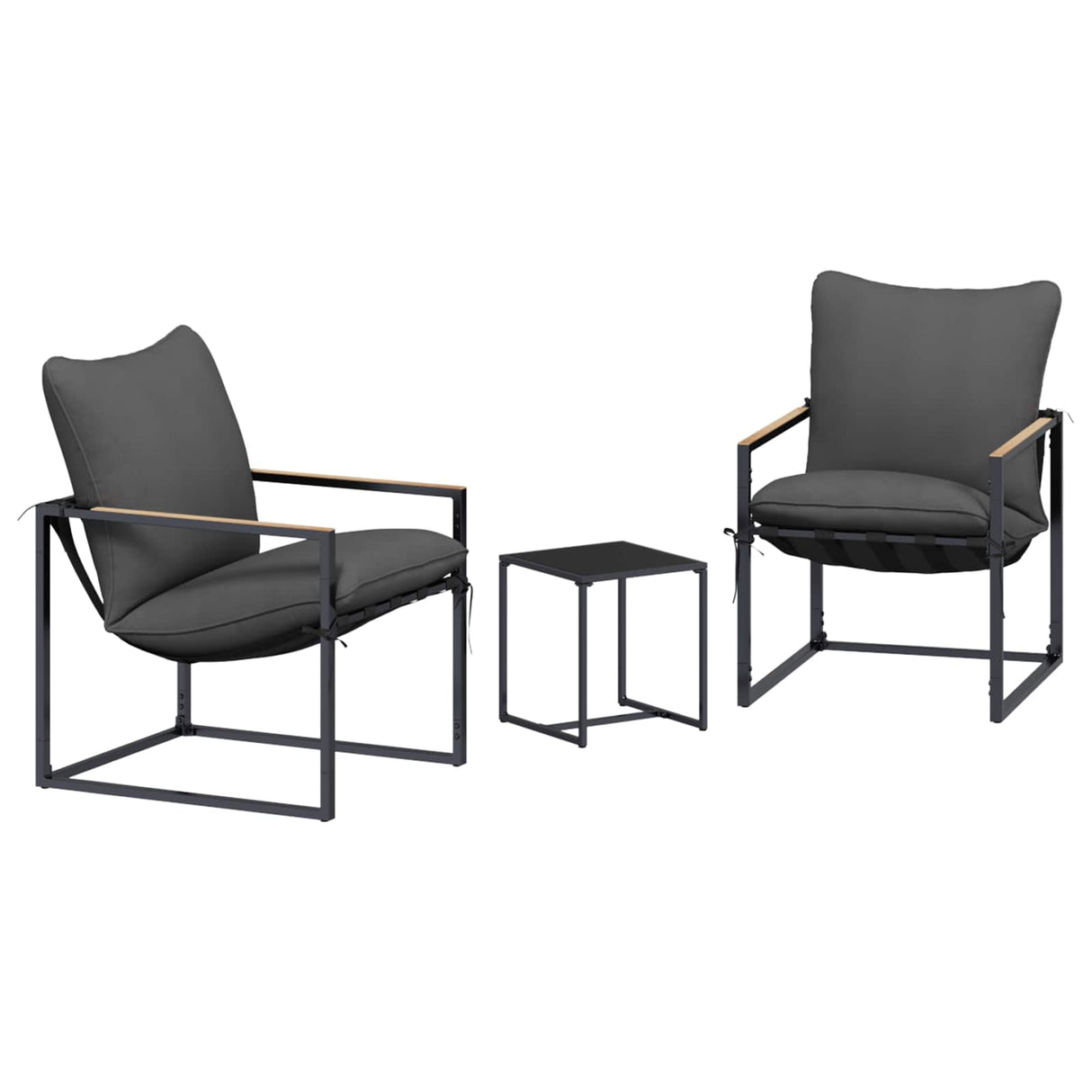 vidaXL Tuinbank Set 3 pcs Zwart en Anthraciet Staal
