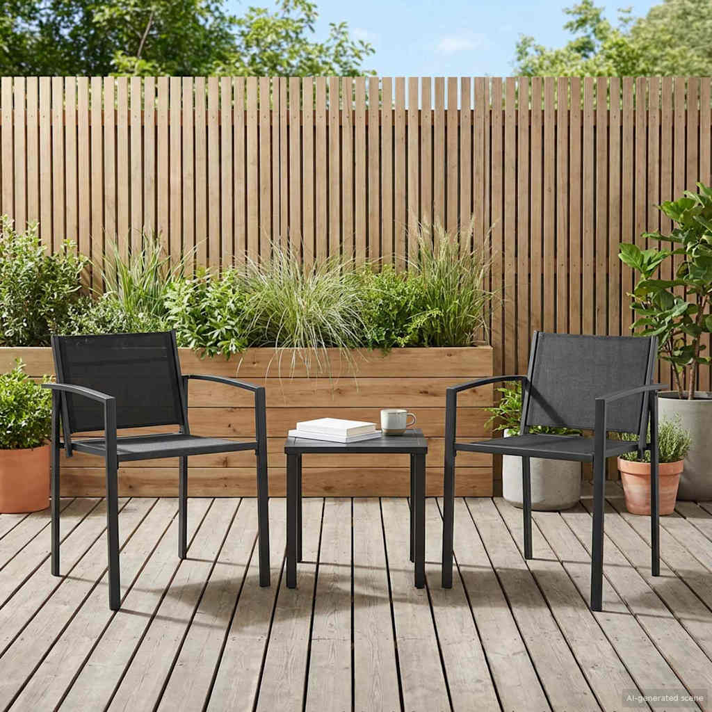 vidaXL Tuinstoelen 2 pcs Zwart en Anthraciet 53,5 x 59 x 77 cm