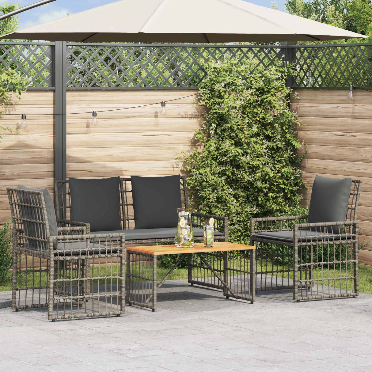 vidaXL Buitenmeubels set 4 pcs Zwart en Donker Grijs