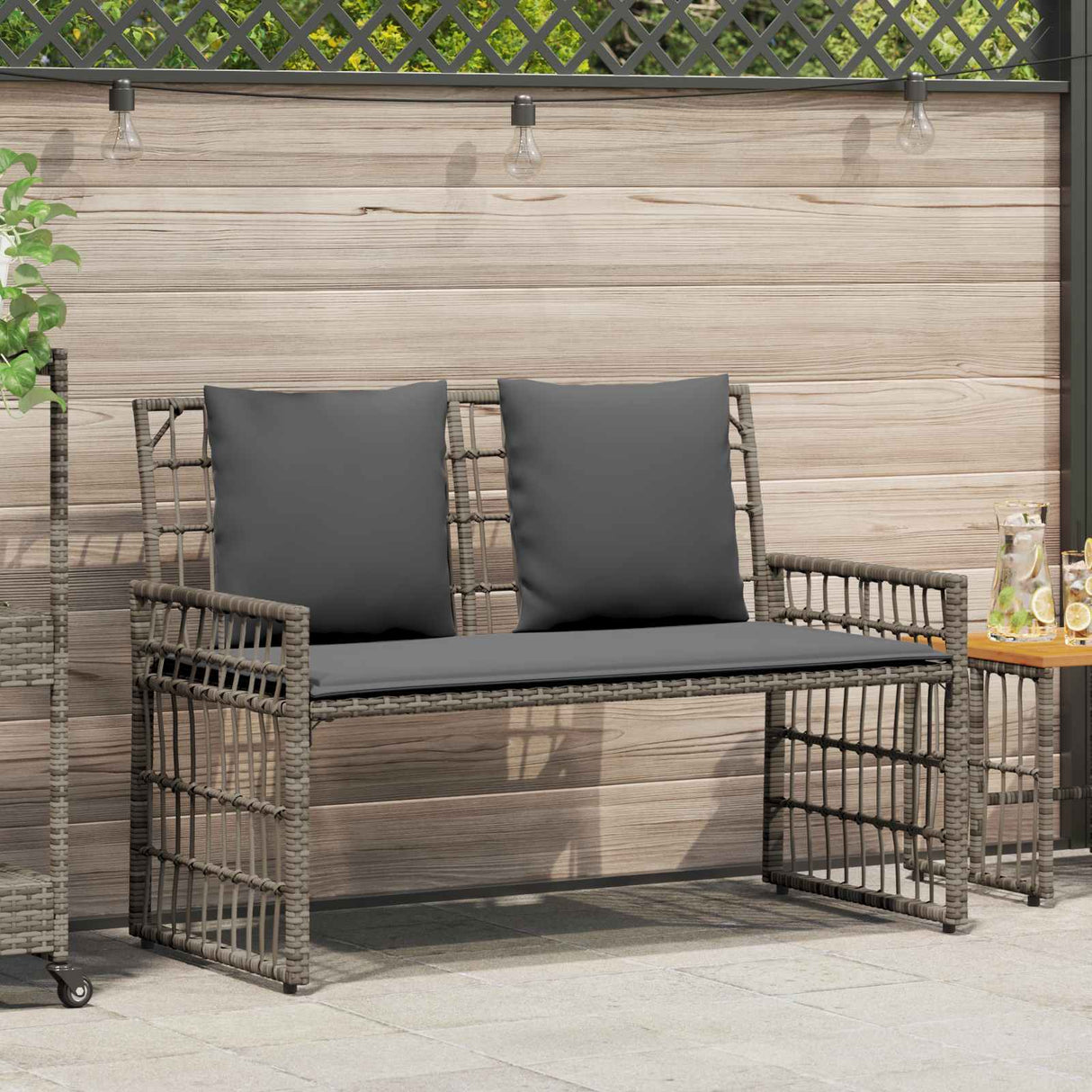 vidaXL Tuinbank Effen Zwart en Donker Grijs 116 x 55 x 82 cm
