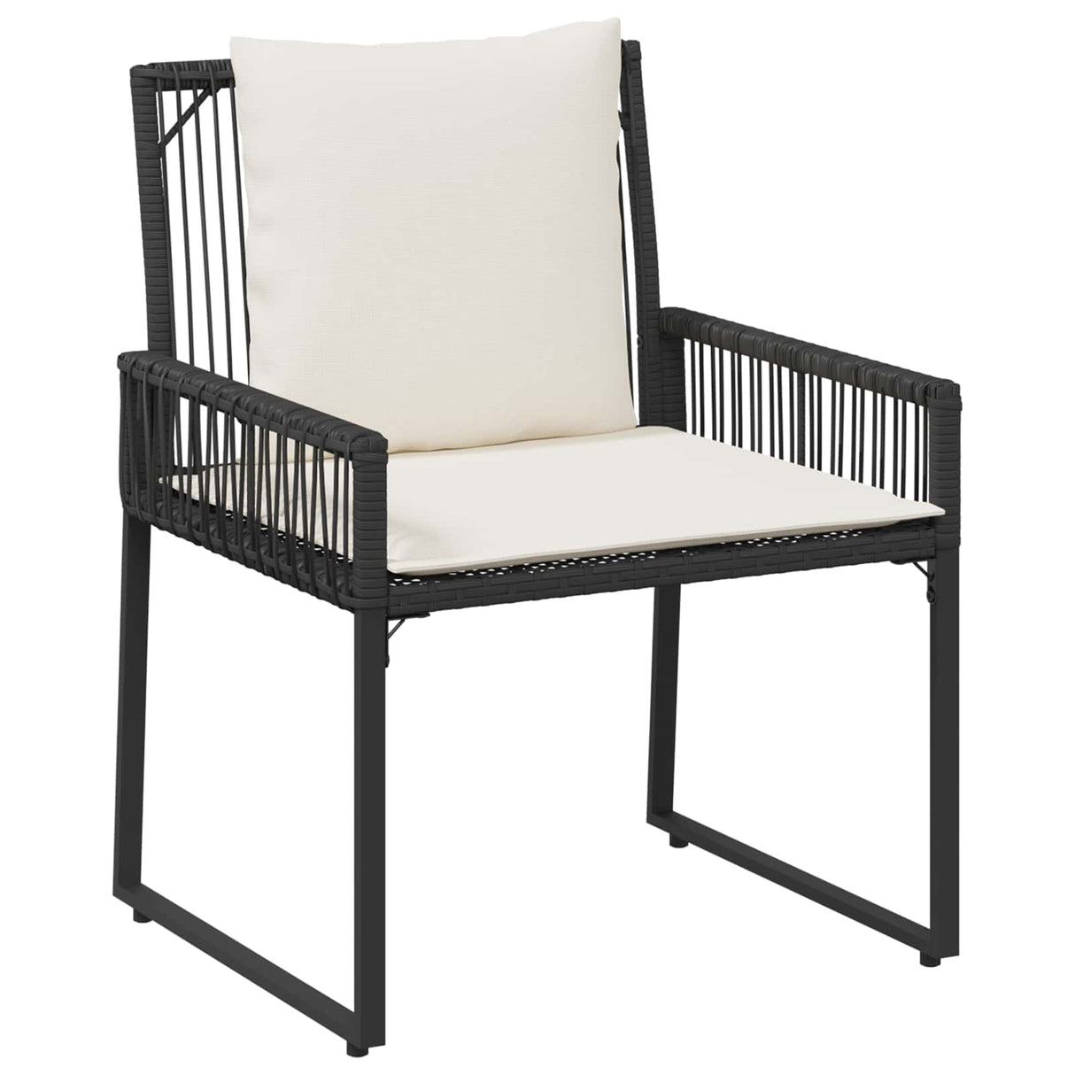 vidaXL Buitenmeubels set 4 pcs Zwart en Crème Wit poly rattan