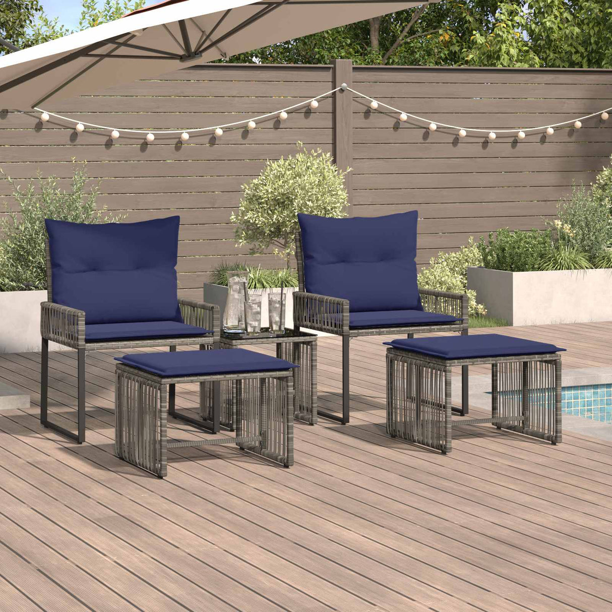 vidaXL Buitenmeubels set 4 pcs Zwart en Crème Wit poly rattan