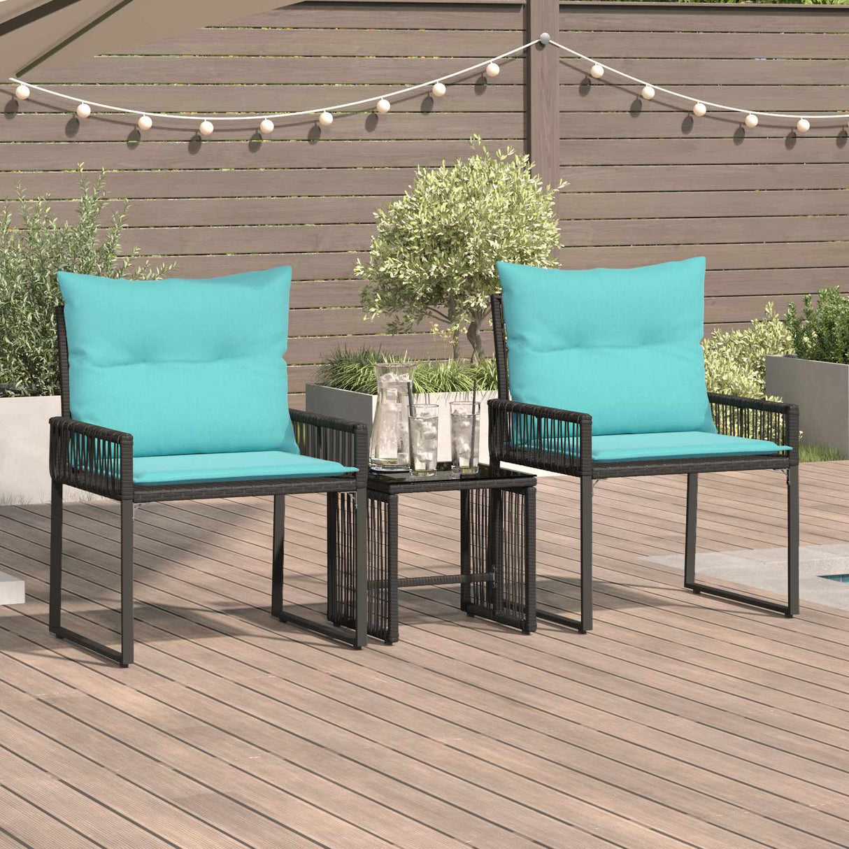 vidaXL Buitenmeubels set 4 pcs Zwart en Crème Wit poly rattan