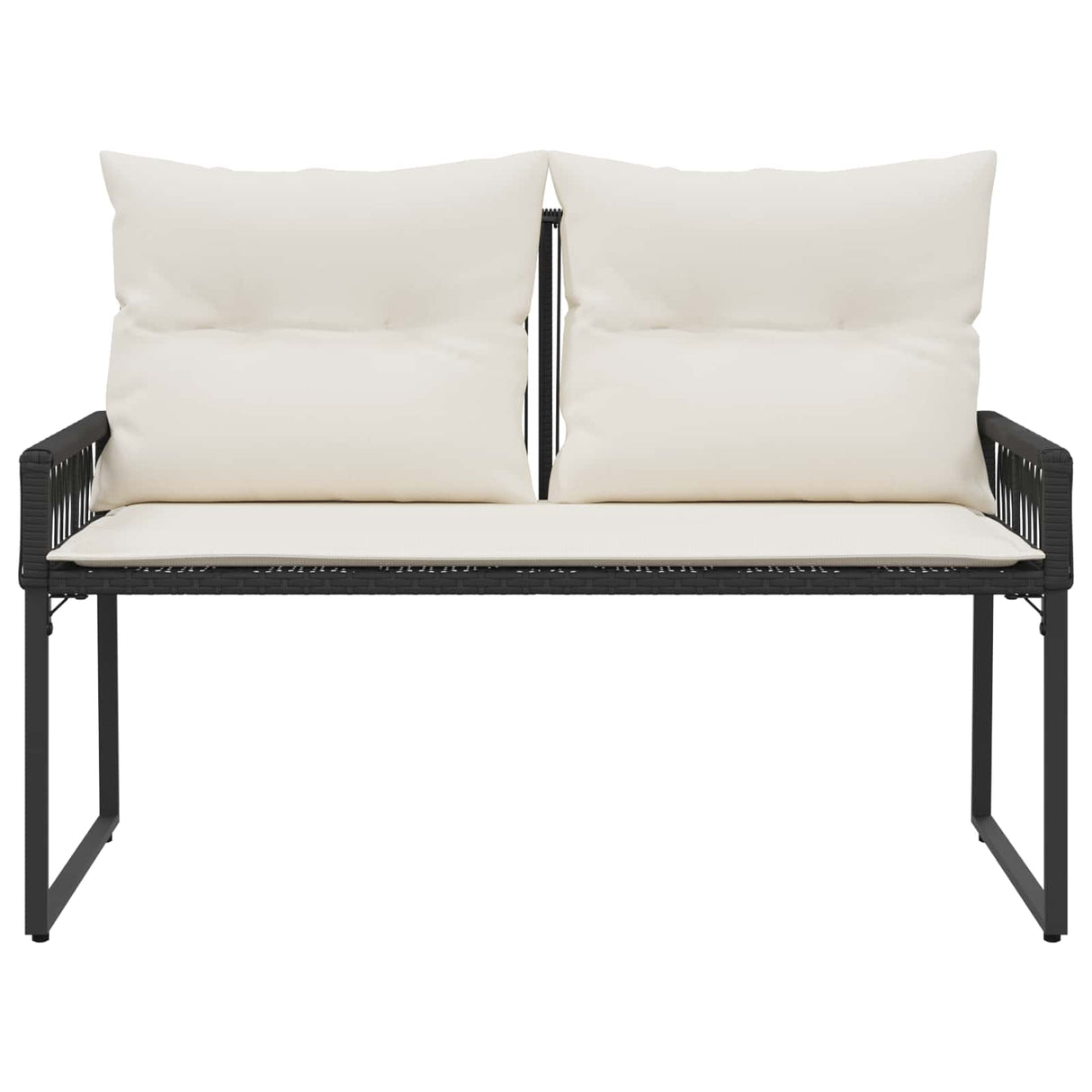 vidaXL Tuinbank met kussen 4 pcs Zwart en Crème Wit poly rattan