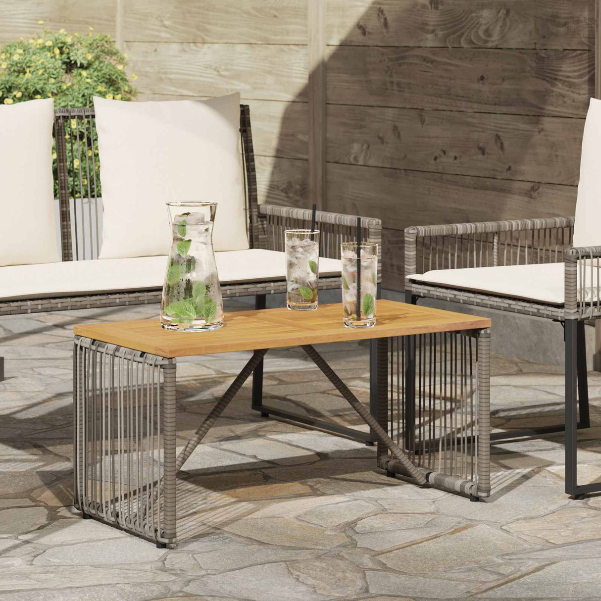 vidaXL Tuin Tafel Zwart en Bruin 80 x 40 x 40 cm poly rattan