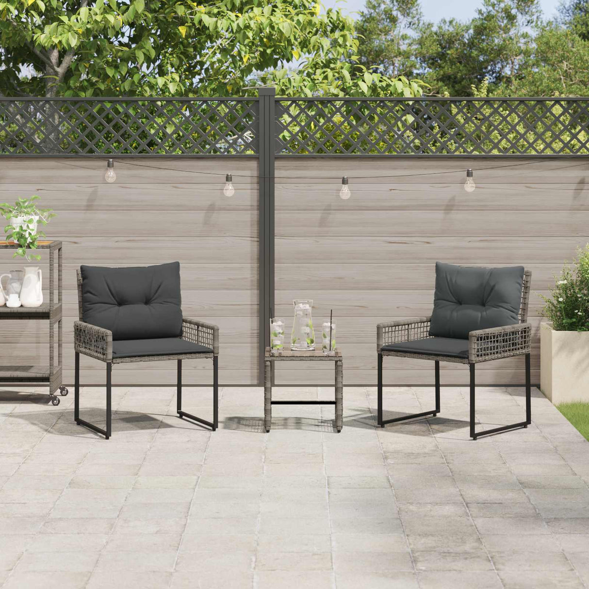 vidaXL Outdoor Lounge Set with Cushions 5 pcs Black and White