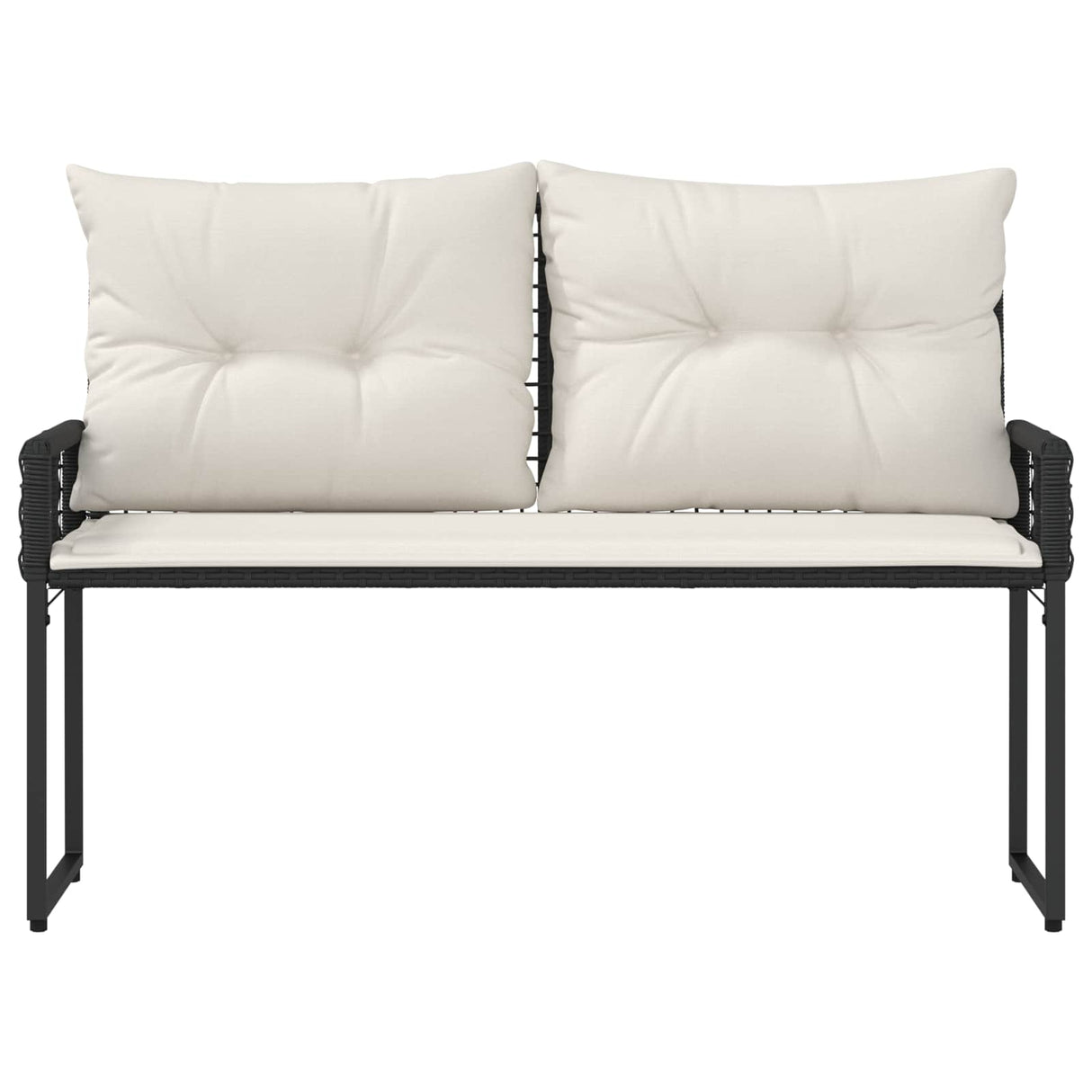 vidaXL Tuinbank Zwart en Crème Wit 118 x 55 x 82 cm PE Riet en Stof