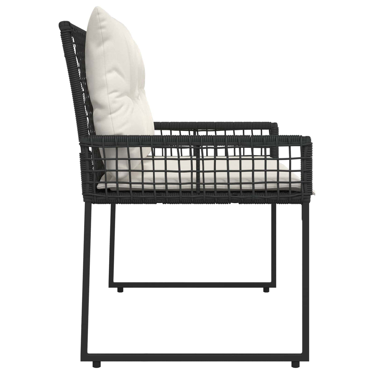 vidaXL Tuinbank Zwart en Crème Wit 118 x 55 x 82 cm PE Riet en Stof