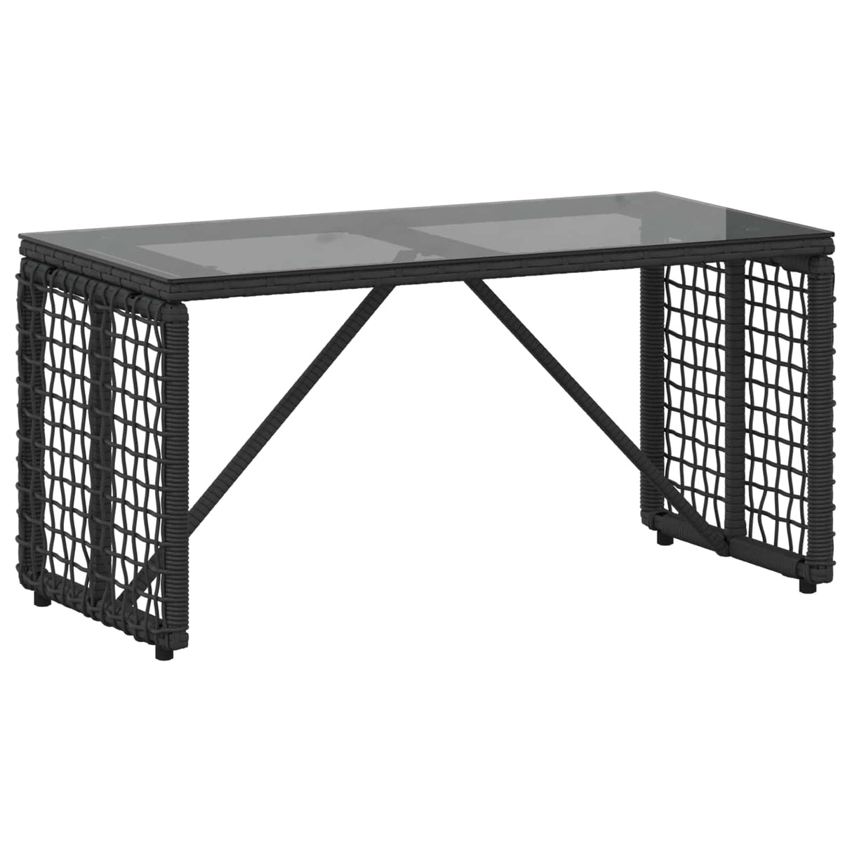 vidaXL Garden Table Black 80 x 40 x 40 cm PE Rattan and Glass