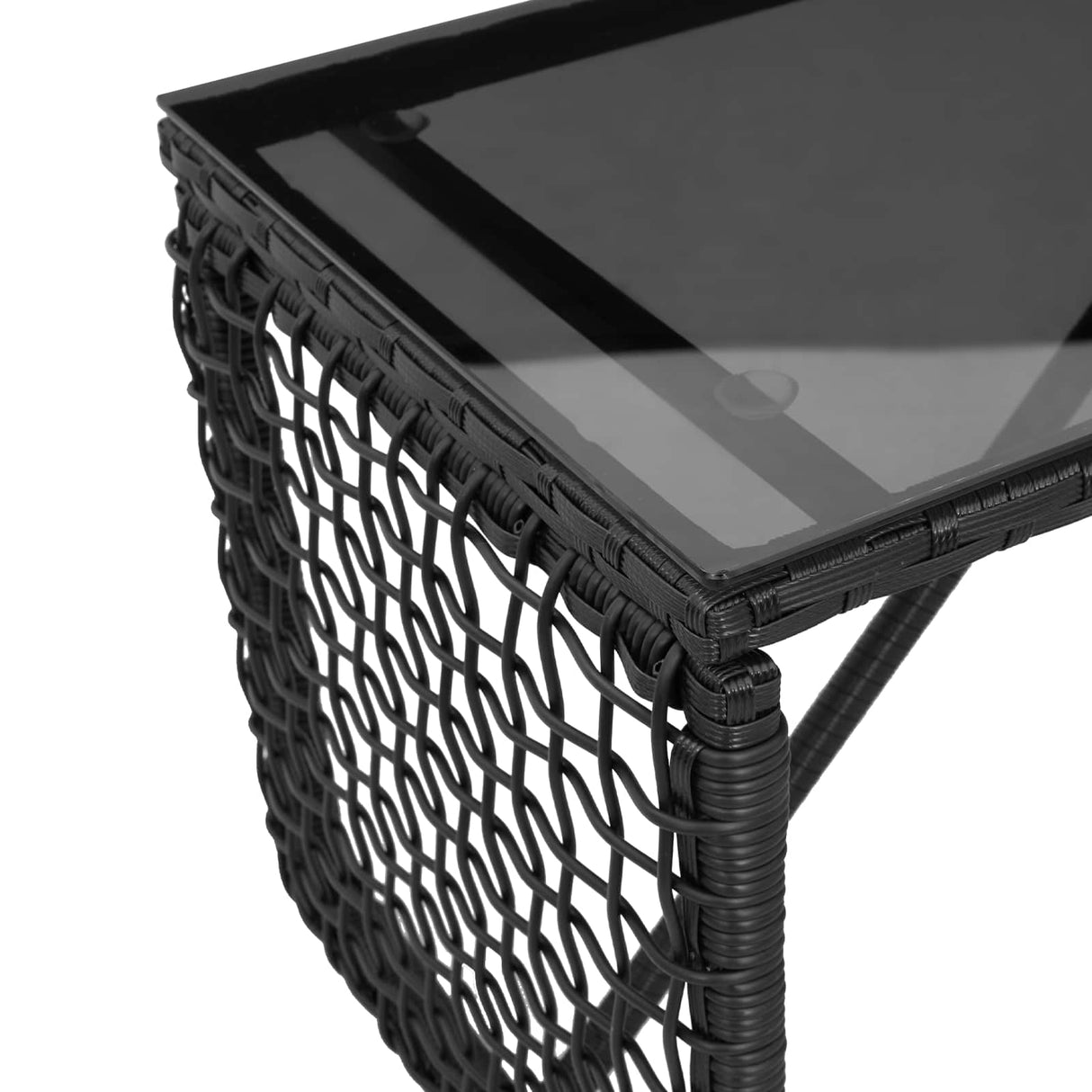 vidaXL Garden Table Black 80 x 40 x 40 cm PE Rattan and Glass