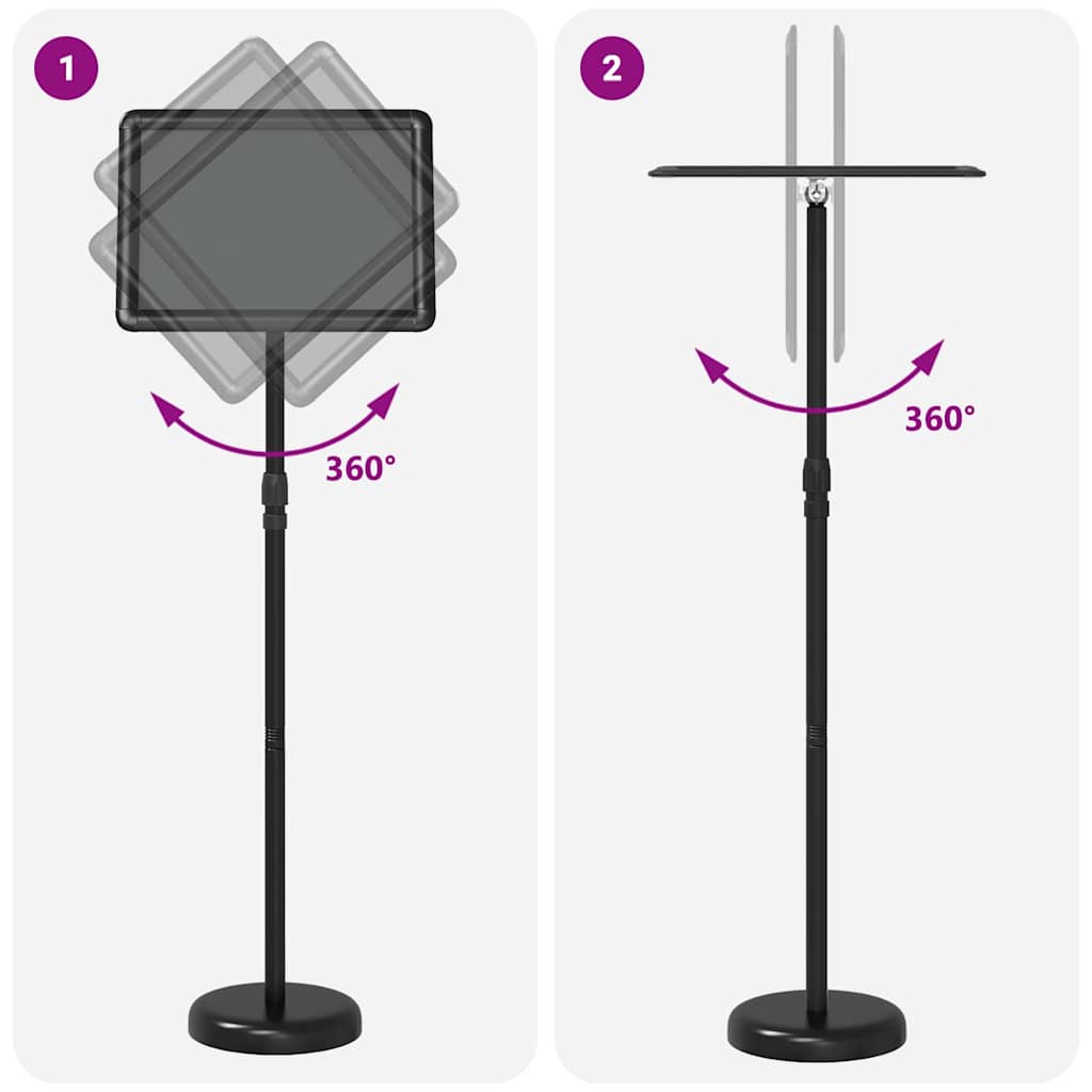 vidaXL Beursdisplays Zwart 30 x 25 x 128 cm Aluminium
