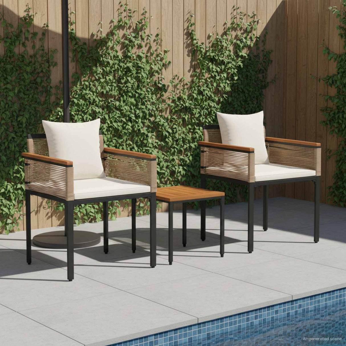 vidaXL Buitenmeubels set met kussen 4 pcs Zwart PE Riet