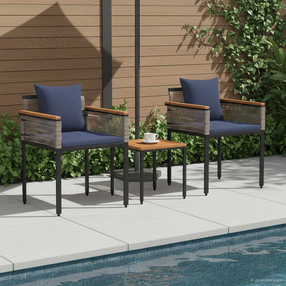 vidaXL Buitenmeubels set met kussen 4 pcs Zwart PE Riet